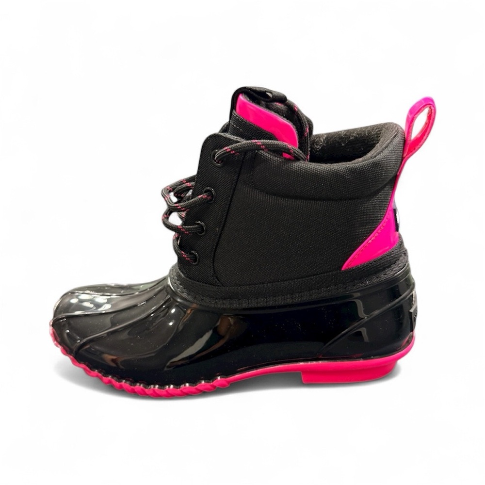 NEW: Tommy Hilfiger Womens Black and Pink Rain Boots